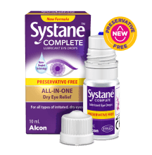 Systane Complete Preservative Free Lubricant Eye Drops box and bottle