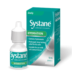 Systane Hydration 10mL Lubricant Eye Drops bottle and product box