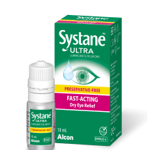 Systane Ultra Preservative Free 10mL Lubricant Eye Drops bottle and box