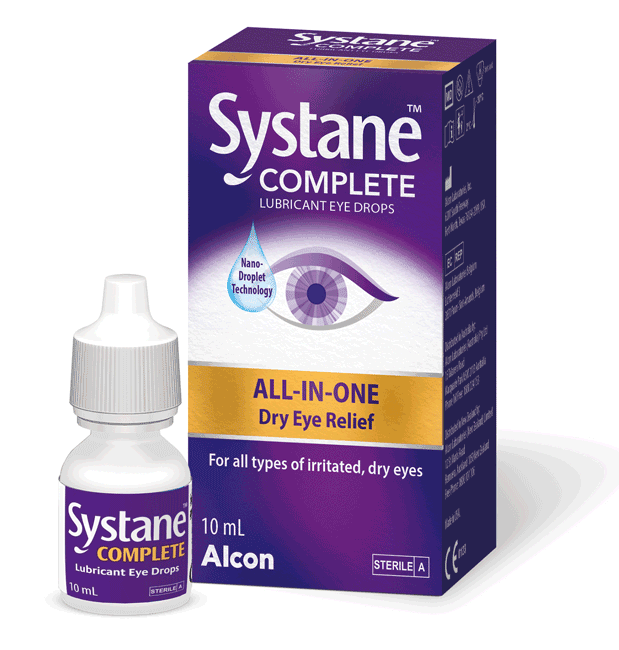 Systane Complete Lubricant Eye Drops box and bottle