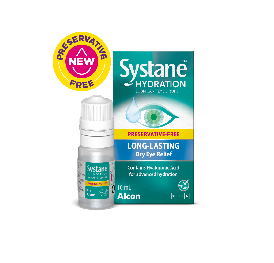 Systane Hydration Unit Dose Lubricant Eye Drops vial and product box