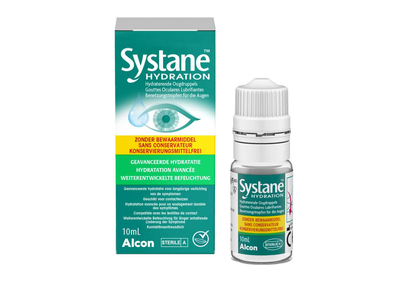 Boîte et flacon de gouttes oculaires SystaneTM Ultra sans conservateur