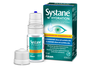 Krabička a lahvička  očních kapek Systane® HYDRATION bez konzervačních látek