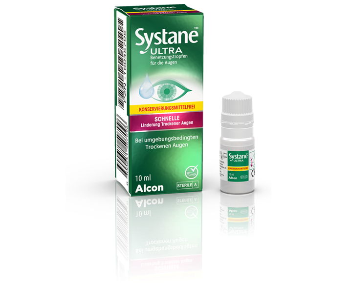 Systane® ULTRA ohne Konservierungsmittel  Produktabbbildung mit Flasche