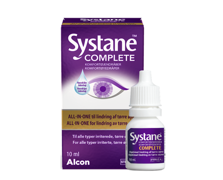 Systane® Complete smørende øjendråber, karton med hætteglas og produktæske