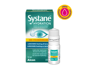 Systane® Hydration smørende øjendråber uden konserveringsmiddel, karton med hætteglas og produktæske