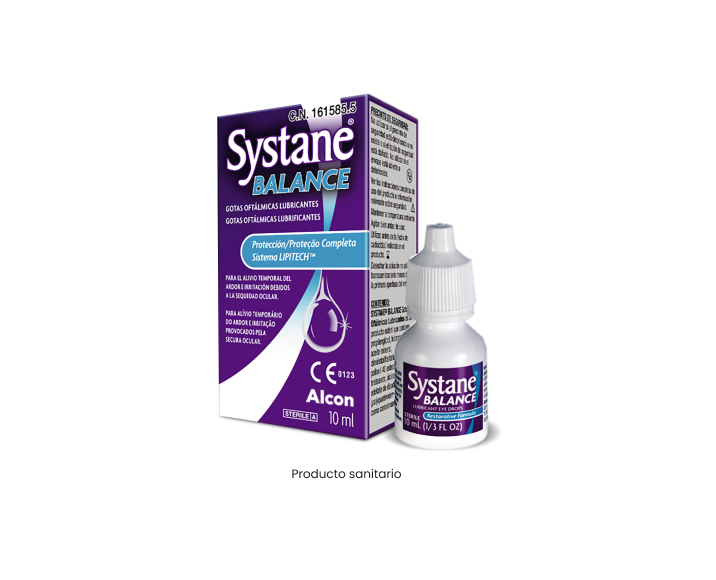 Gotas lubricantes Systane® BALANCE vial y caja de producto