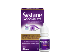 Systane® Complete silmätippojen tuotepakkaus ja pullolaatikko