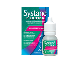 Systane® Ultra silmätippojen tuotepakkaus ja pullolaatikko