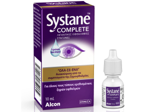 Systane® Complete οφθαλμικές σταγόνες κουτί προϊόντος και κουτί φιαλιδίου