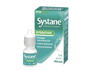 Systane® Hydration Daily Lubricant Eye Drops vial carton and product box