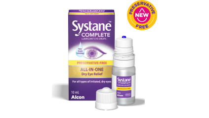 Systane® Complete All-In-One Dry Eye Relief Lubricant Eye Drops product box and vial carton — 8 hour relief