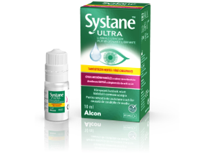 Systane® Ultra tartósítószer-mentes lubrikáló szemcsepp többadagos flakonja és termékdoboza