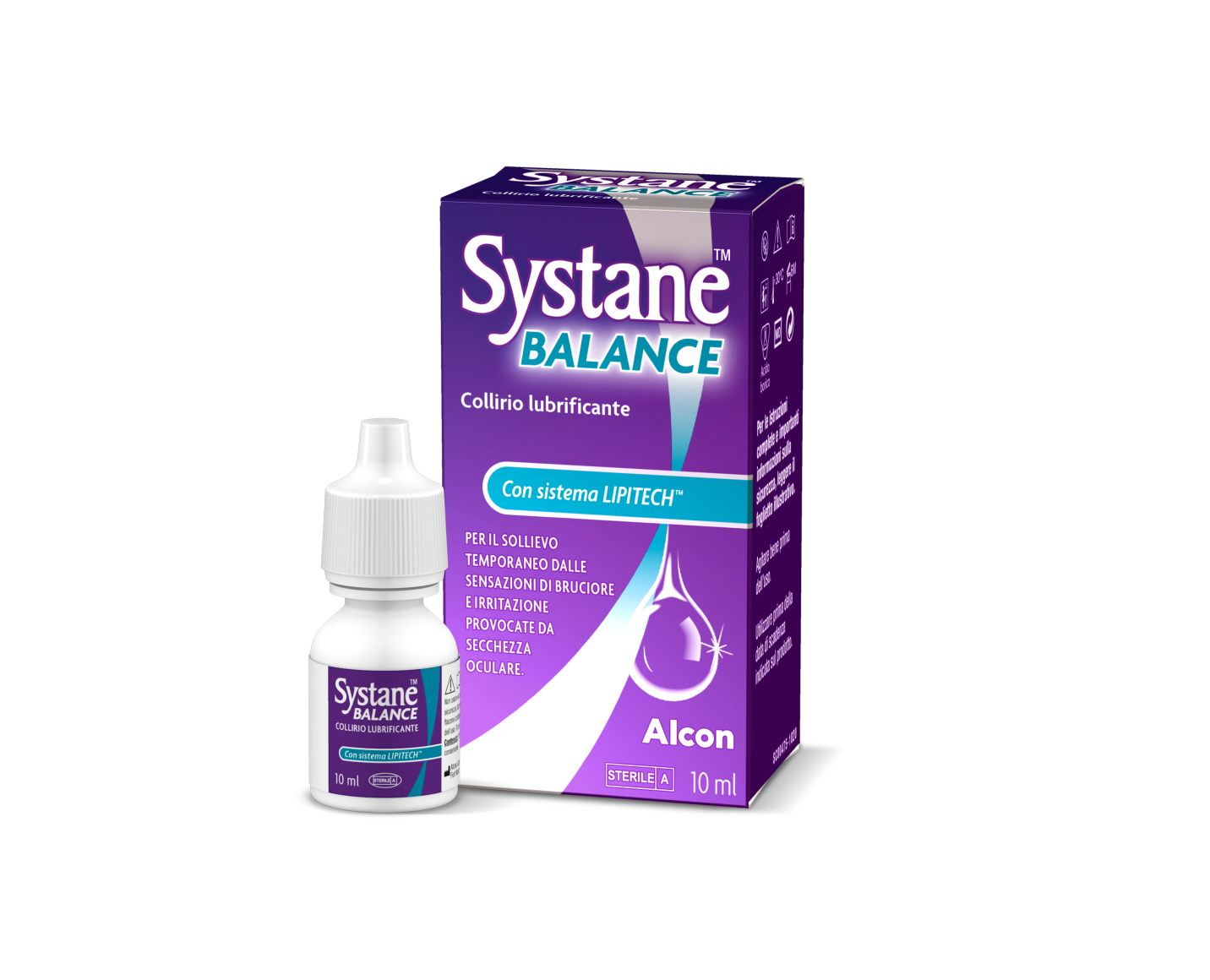 Confezione prodotto e contenitore fiale multidose Gocce occhi lubrificanti Systane® Balance
