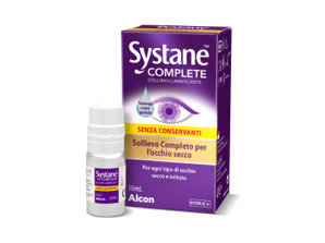 Confezione prodotto e contenitore fiale multidose Gocce occhi Systane® Complete senza conservanti