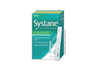 Systane® Hydration UD Preservative-free Lubricant Eye Drops vial and product box