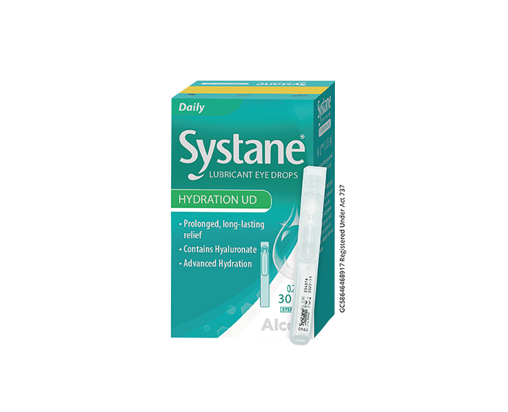 Systane® Hydration UD Preservative-free Lubricant Eye Drops vial carton and product box