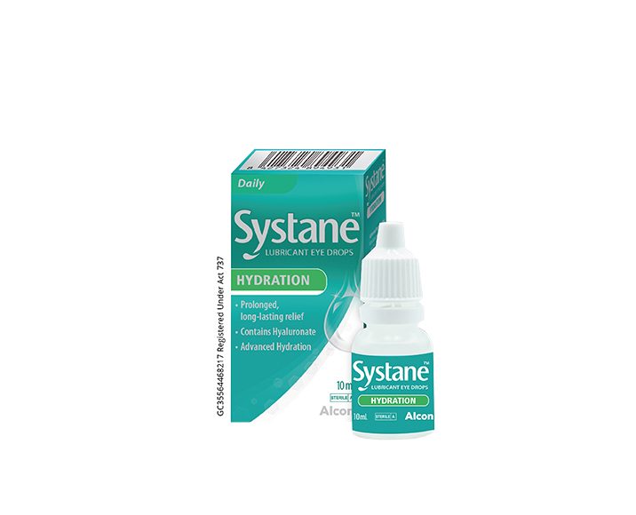 Systane® Hydration Lubricant Eye Drops carton and product box