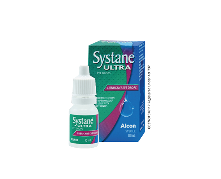 Systane® Ultra Lubricant Eye Drops carton and product box