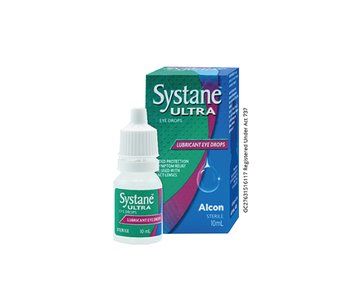 Systane® Ultra Lubricant Eye Drops carton and product box