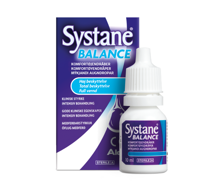 Systane® Balance-komfortøyedråper hetteglasseske og produkteske