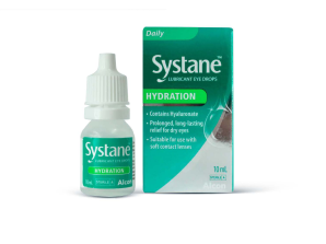 Systane® Hydration Eye Drops vial carton and product box