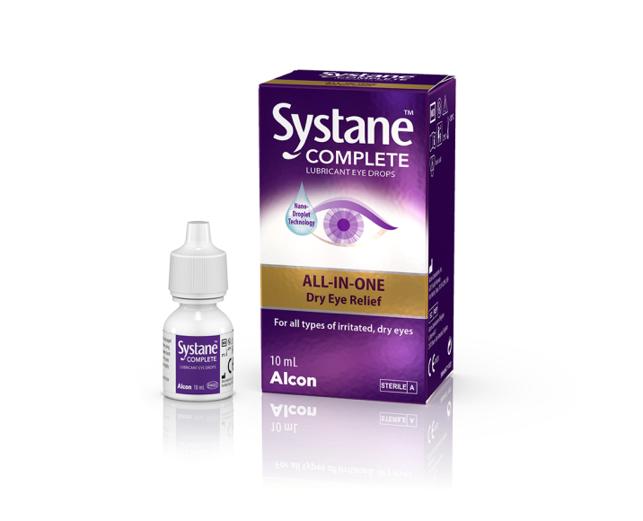 Systane® Complete Eye Drops vial carton and product box