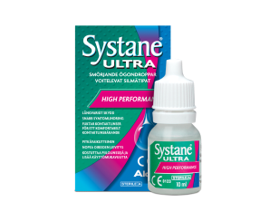 Systane® Ultra ögondroppar, produktförpackning och kartong till flaska