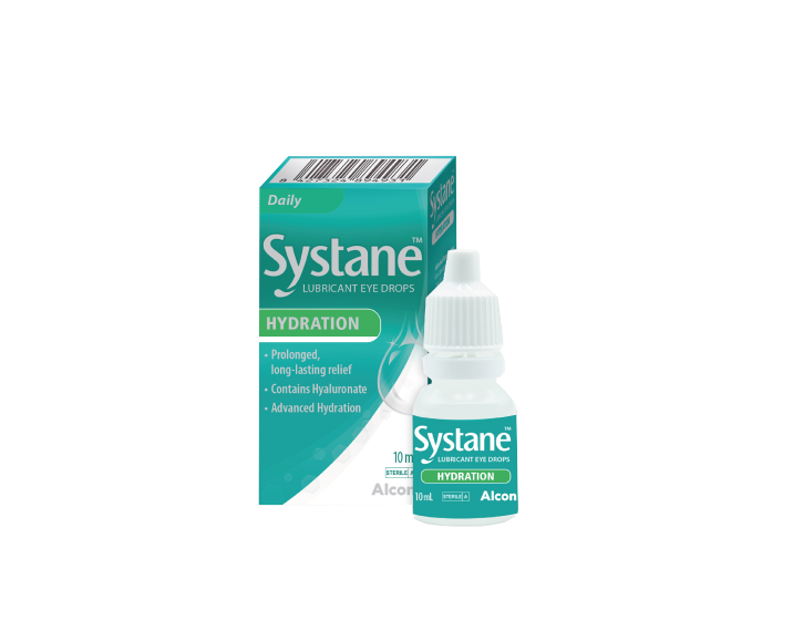 Systane® Hydration Lubricant Eye Drops carton and product box