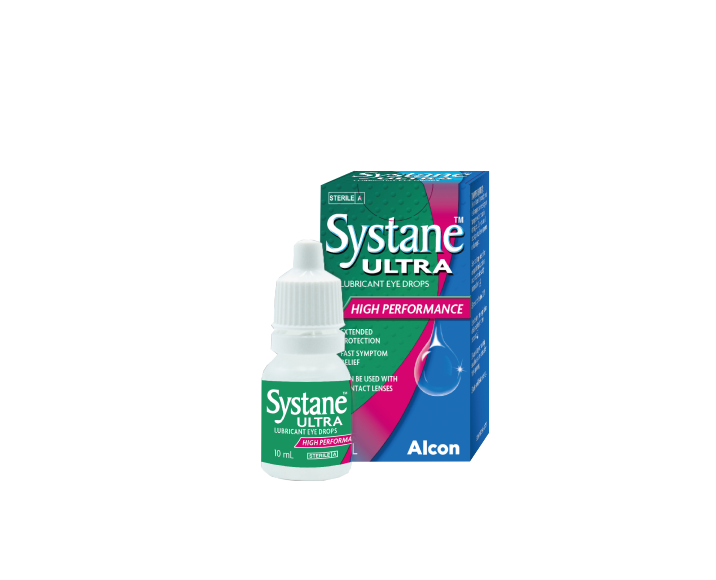 Systane® Ultra Lubricant Eye Drops vial carton and product box