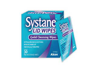 Systane® Lid Wipes product box and individual packet