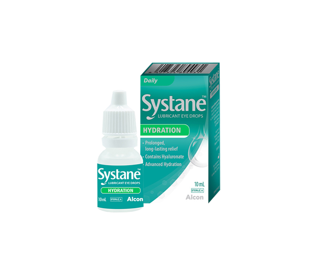 Systane® Hydration Lubricant Eye Drops carton and product box