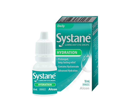 Systane® Hydration Lubricant Eye Drops vial carton and product box