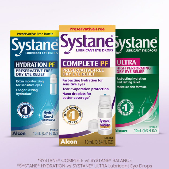 Systane Hydration PF, Systane Complete PF, Systane Ultra