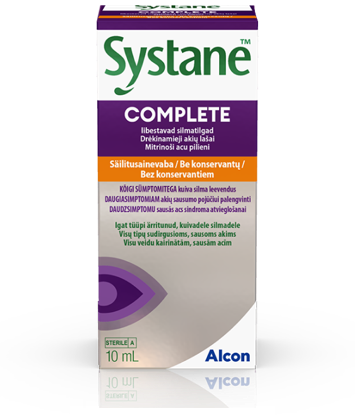 Alconi Systane Complete säilitusaineta silmatilkade tootepakend