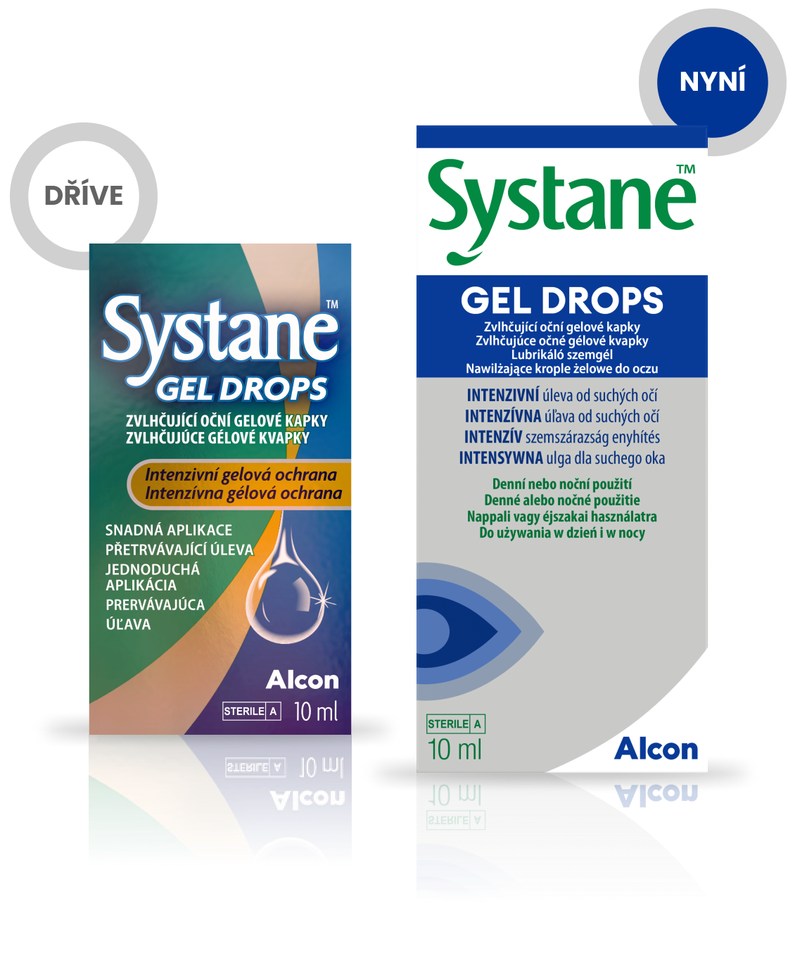 Balení a krabička očního gelu Systane® Gel Drops