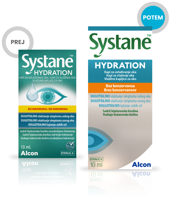 Prej in potem embalaža Systane Hydration PF kapljice za oči 