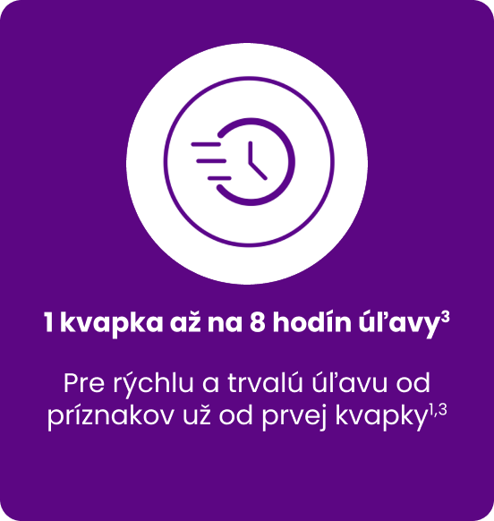 White clock icon with text on a purple background