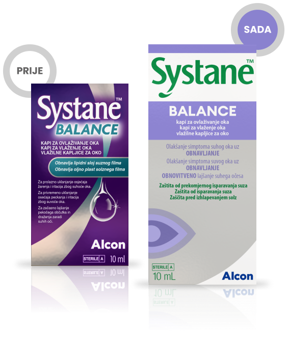 Systane Balance kapi za oči bočica i kutija proizvoda