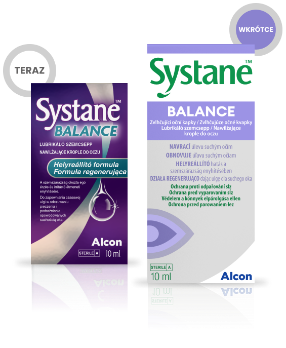 Aktualne i przyszłe pudełko Systane Balance