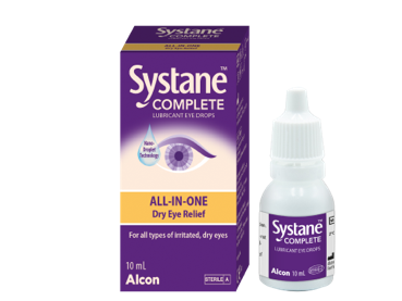 Systane® Complete Lubricant Eye Drops vial and product box
