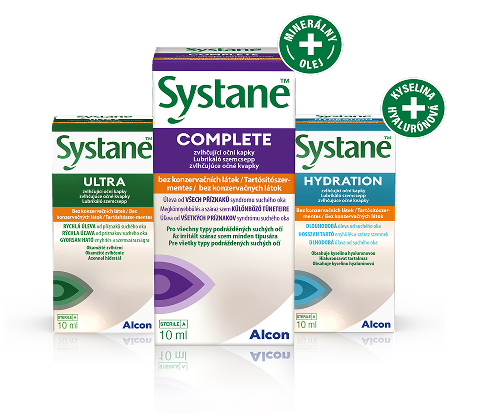 Produktabbildungen von Systane Hydration, Complete und Ultra ohne Konservierungsmittel