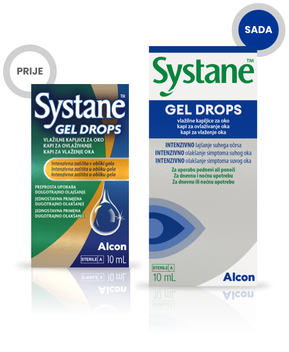 Nekad i sad Systane Gel Drops gel za oči kutije proizvoda za suhe oči Alcon