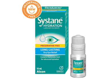 Systane® Hydration Preservative-free Lubricant Eye Drops vial and product box