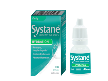 Systane® Hydration Lubricant Eye Drops vial carton and product box