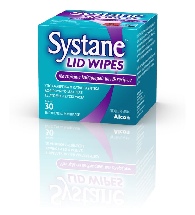 Συσκευασία Systane® Lid Wipes, Μαντηλάκια Καθαρισμού των Βλεφάρων 