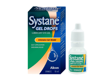Systane® Gel Drops lubricant eye gel vial carton and product box