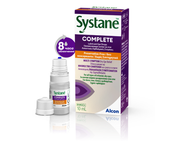 Опаковка и флакон на капки за очи Systane® Complete БЕЗ КОНСЕРВАНТИ