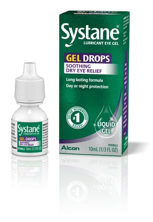 Systane Gel Drops Eye Gel vial carton and product box by Alcon