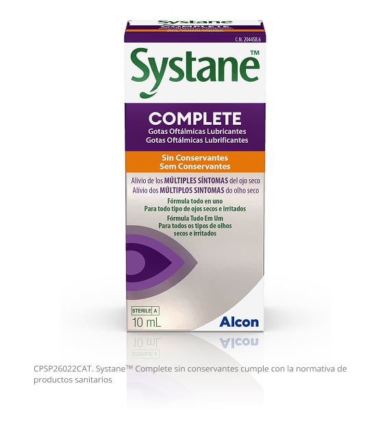 Nuevas gotas oftálmicas Systane® Complete sin conservantes caja de producto
